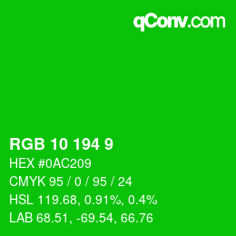 Color code: RGB 10 194 9 | qconv.com