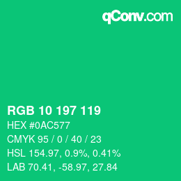 カラーコード: RGB 10 197 119 | qconv.com