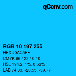 Color code: RGB 10 197 255 | qconv.com