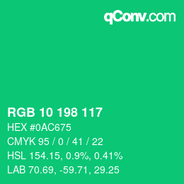 Color code: RGB 10 198 117 | qconv.com