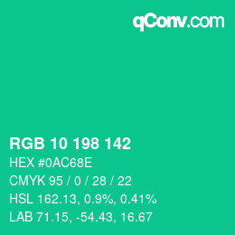 Color code: RGB 10 198 142 | qconv.com