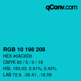 Color code: RGB 10 198 208 | qconv.com