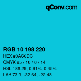 Color code: RGB 10 198 220 | qconv.com