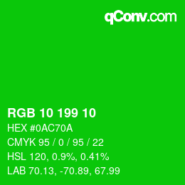 Color code: RGB 10 199 10 | qconv.com