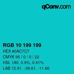 Color code: RGB 10 199 199 | qconv.com