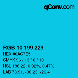 Color code: RGB 10 199 229 | qconv.com