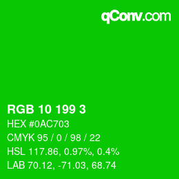 Color code: RGB 10 199 3 | qconv.com