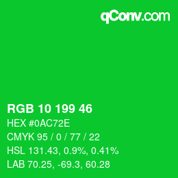 Color code: RGB 10 199 46 | qconv.com