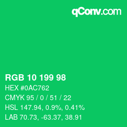 Color code: RGB 10 199 98 | qconv.com
