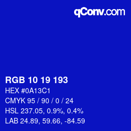 カラーコード: RGB 10 19 193 | qconv.com