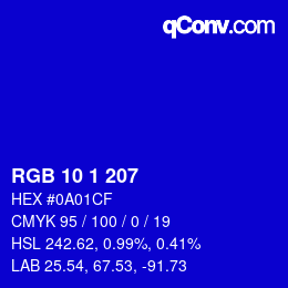 Color code: RGB 10 1 207 | qconv.com