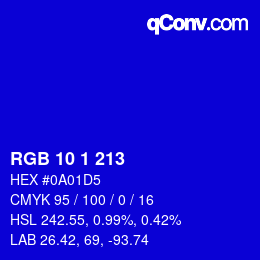 Color code: RGB 10 1 213 | qconv.com