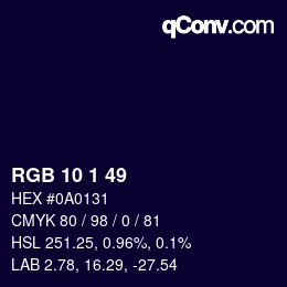 Color code: RGB 10 1 49 | qconv.com