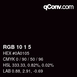 Color code: RGB 10 1 5 | qconv.com