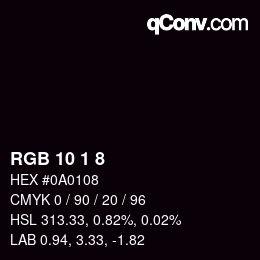 Farbcode: RGB 10 1 8 | qconv.com