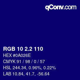 Color code: RGB 10 2.2 110 | qconv.com