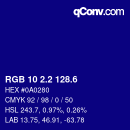 カラーコード: RGB 10 2.2 128.6 | qconv.com