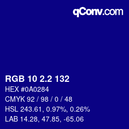 カラーコード: RGB 10 2.2 132 | qconv.com