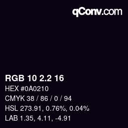カラーコード: RGB 10 2.2 16 | qconv.com