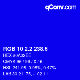 カラーコード: RGB 10 2.2 238.6 | qconv.com