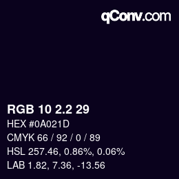 カラーコード: RGB 10 2.2 29 | qconv.com