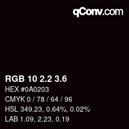 カラーコード: RGB 10 2.2 3.6 | qconv.com