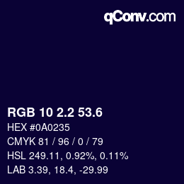 カラーコード: RGB 10 2.2 53.6 | qconv.com
