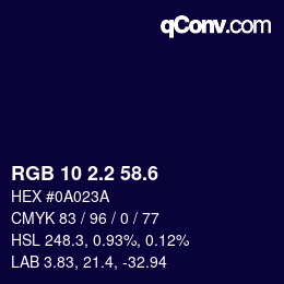 カラーコード: RGB 10 2.2 58.6 | qconv.com