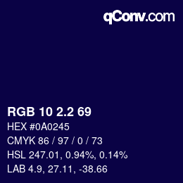 Color code: RGB 10 2.2 69 | qconv.com