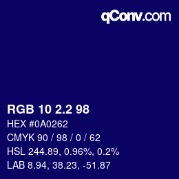 カラーコード: RGB 10 2.2 98 | qconv.com
