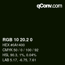 Color code: RGB 10 20.2 0 | qconv.com