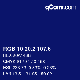 カラーコード: RGB 10 20.2 107.6 | qconv.com