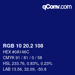 Color code: RGB 10 20.2 108 | qconv.com