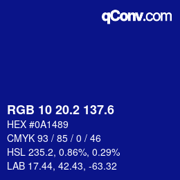 カラーコード: RGB 10 20.2 137.6 | qconv.com