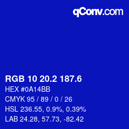 カラーコード: RGB 10 20.2 187.6 | qconv.com