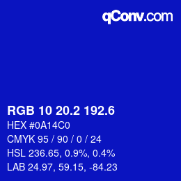 カラーコード: RGB 10 20.2 192.6 | qconv.com