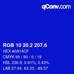 カラーコード: RGB 10 20.2 207.6 | qconv.com
