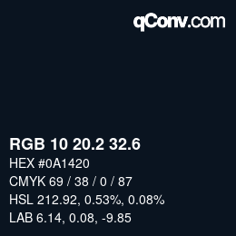 カラーコード: RGB 10 20.2 32.6 | qconv.com