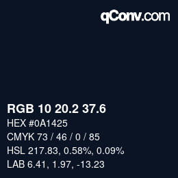 カラーコード: RGB 10 20.2 37.6 | qconv.com
