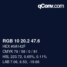 カラーコード: RGB 10 20.2 47.6 | qconv.com