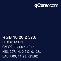 カラーコード: RGB 10 20.2 57.6 | qconv.com