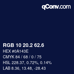 カラーコード: RGB 10 20.2 62.6 | qconv.com