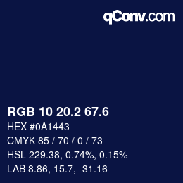 カラーコード: RGB 10 20.2 67.6 | qconv.com