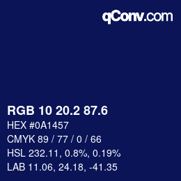 カラーコード: RGB 10 20.2 87.6 | qconv.com