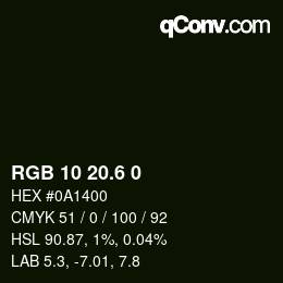 カラーコード: RGB 10 20.6 0 | qconv.com