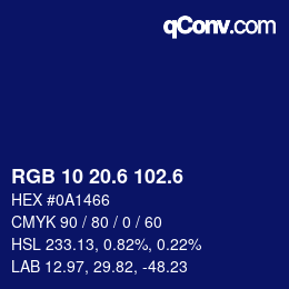 カラーコード: RGB 10 20.6 102.6 | qconv.com