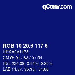 カラーコード: RGB 10 20.6 117.6 | qconv.com