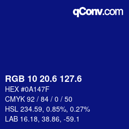 カラーコード: RGB 10 20.6 127.6 | qconv.com