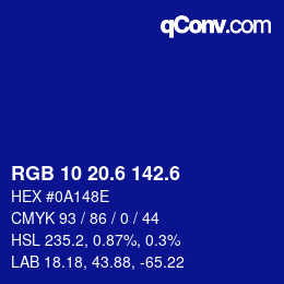 カラーコード: RGB 10 20.6 142.6 | qconv.com