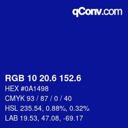カラーコード: RGB 10 20.6 152.6 | qconv.com